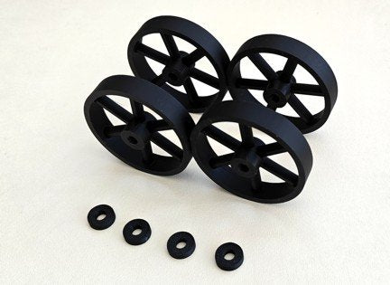 Black Plastic wheels (x4) including spacers